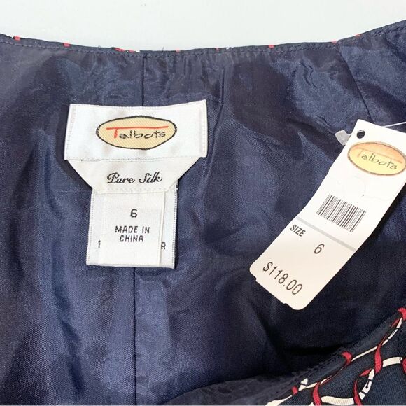NWT VTG Talbots 100% Silk Monogram Nautical Print Skirt Ribbon Waist Tie 6 - Picture 7 of 10